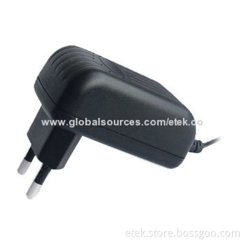 12W Series Switching Power Adapter with Europe AC Plug, Measures 70 x 41 x 28mm